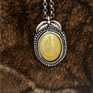 Elegant Silver and Yellow Pendant Necklace( fruit pendant)